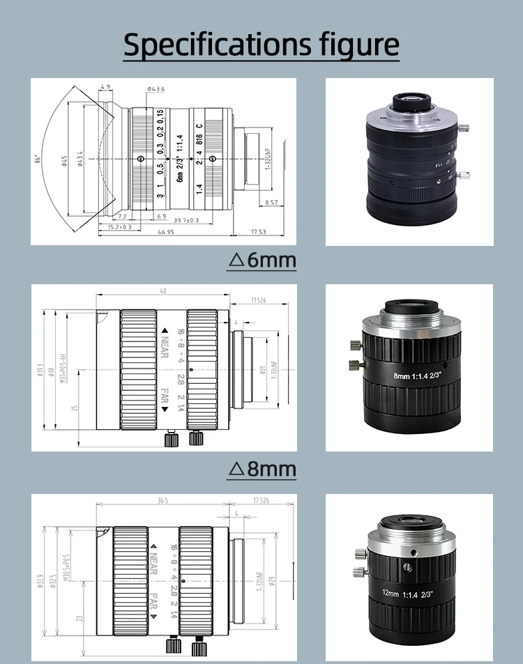 Fixou a Lente do Foco Manual da Lente para a Visão da Máquina o Oem Novo 25mm 35mm 50mm 2 - 3 C-monte Suitabel Industrial 5mp 6mm 8mm 12mm 16mm 9 do foco 2 3