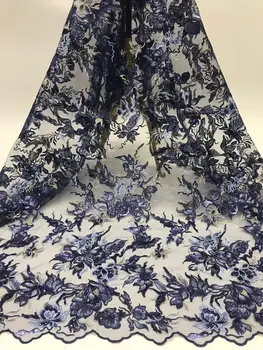 

high quality embroidered net lace fabric with sequins african lace nigeria tulle net fabric with sequins for party dress