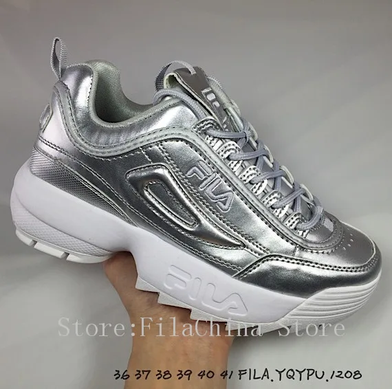 

New arrival of FILA in 2018 new men's running shoes summer outdoor new bright silver