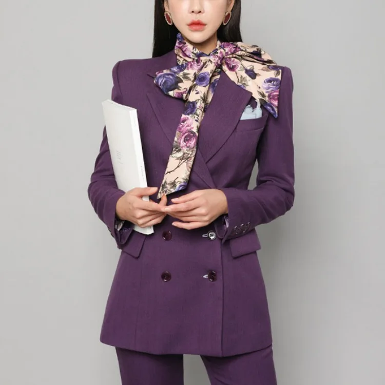 

New Style Two-Piece 2019 Korean-style Slim Fit Elegant Double Breasted Suit Jacket Office Lady Suit Women's