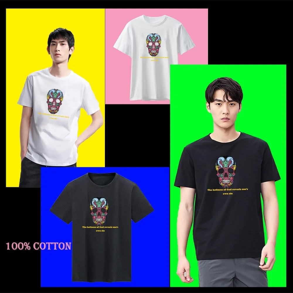 

T-shirt with colorful skull. Cotton T-shirt.