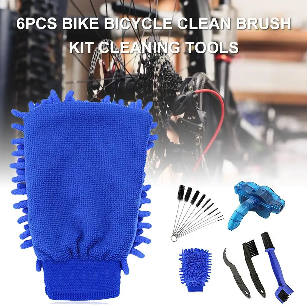 

6pcs Bike Bicycle Clean Brush Kit Cleaning Tools For Bike Chain Crank Tire Sprocket Cycling Corner Stain Dirt Clean Portable