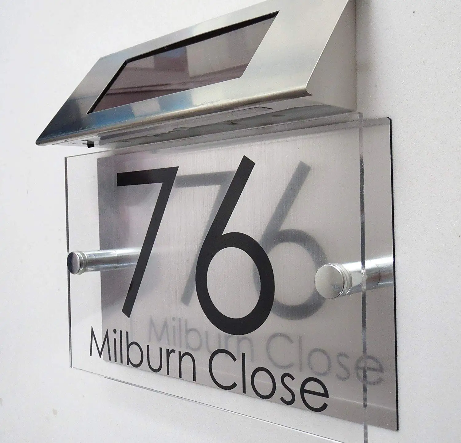 Modern Solar Light House Signs Plaques Door Numbers 1-9999 Street Name LED Personalised