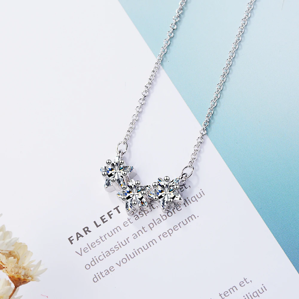 925 Sterling Silver Clavicle Chain Necklace Zirconia Star Pendant Necklace For Women S-n315