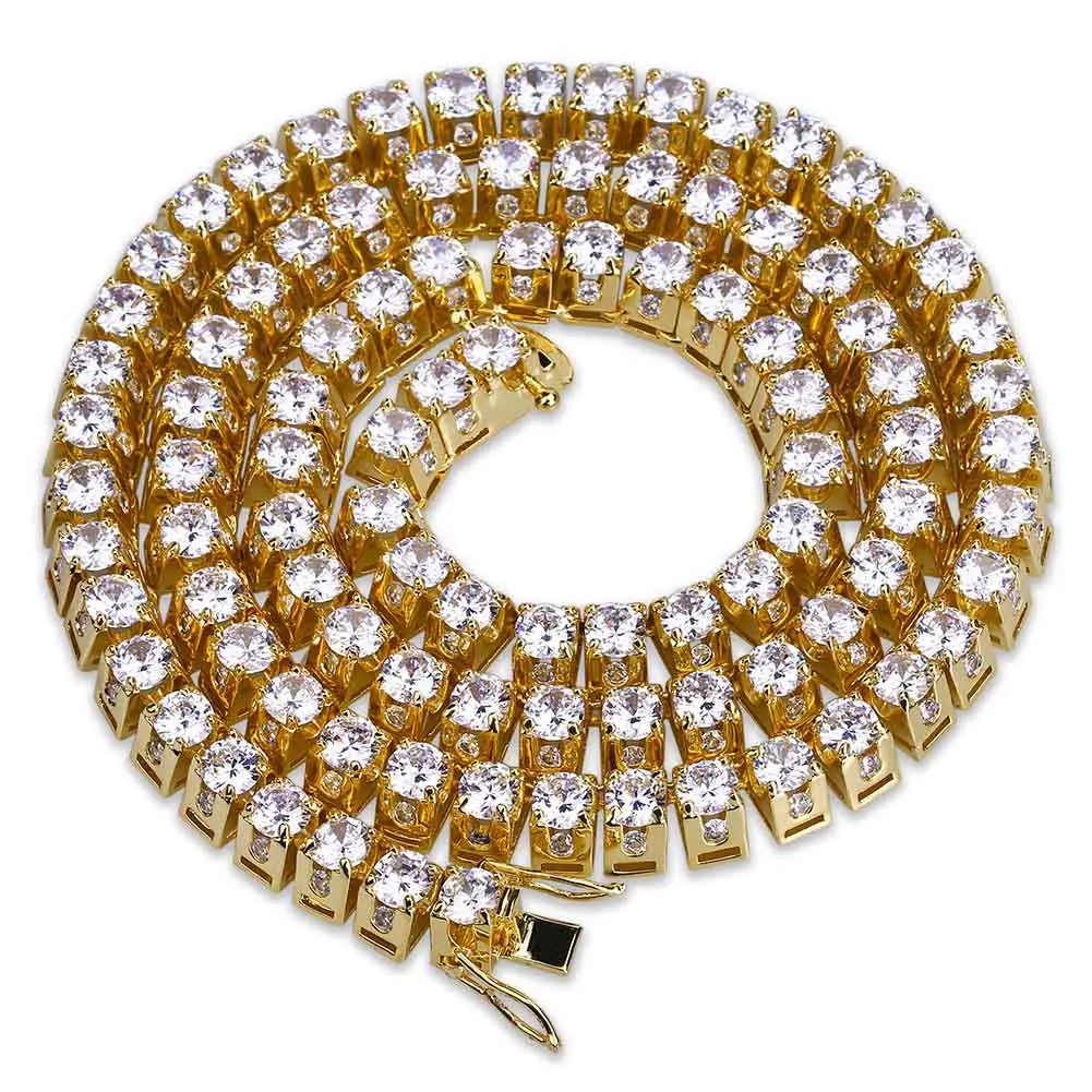 

Cross Border Supply Manufacturers Direct Selling Hip Hop Necklace Gold Plated Micro Zircon Trapezoid Gold Color Chain Men Access