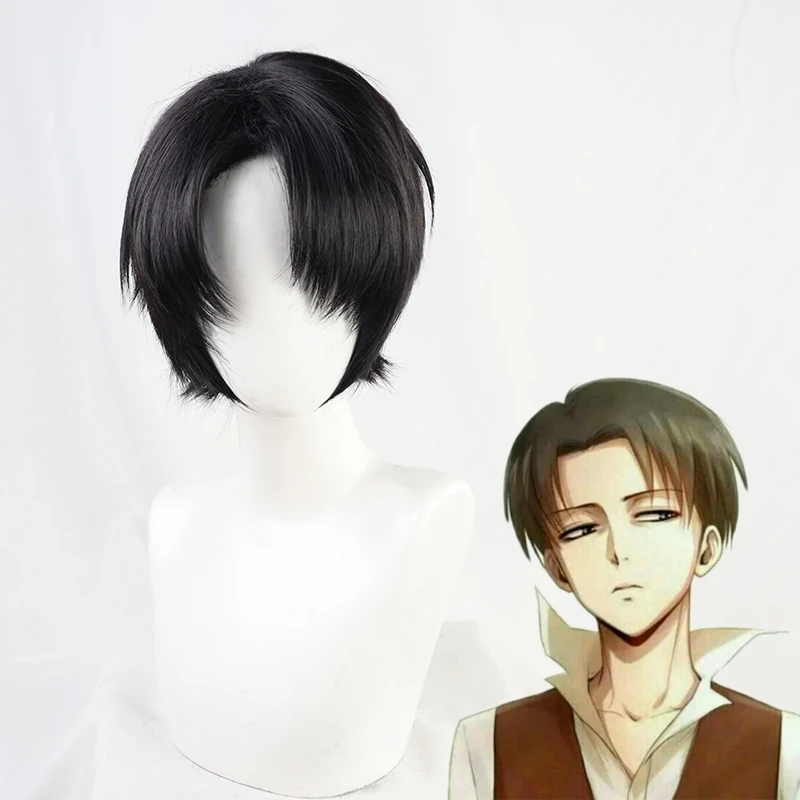 Levi Ackerman Anime Wig Cosplay Attack on Titan Rivaille Black Short Heat Resistant Synthetic Hair Wigs Peruca Pelucas naruto outfits