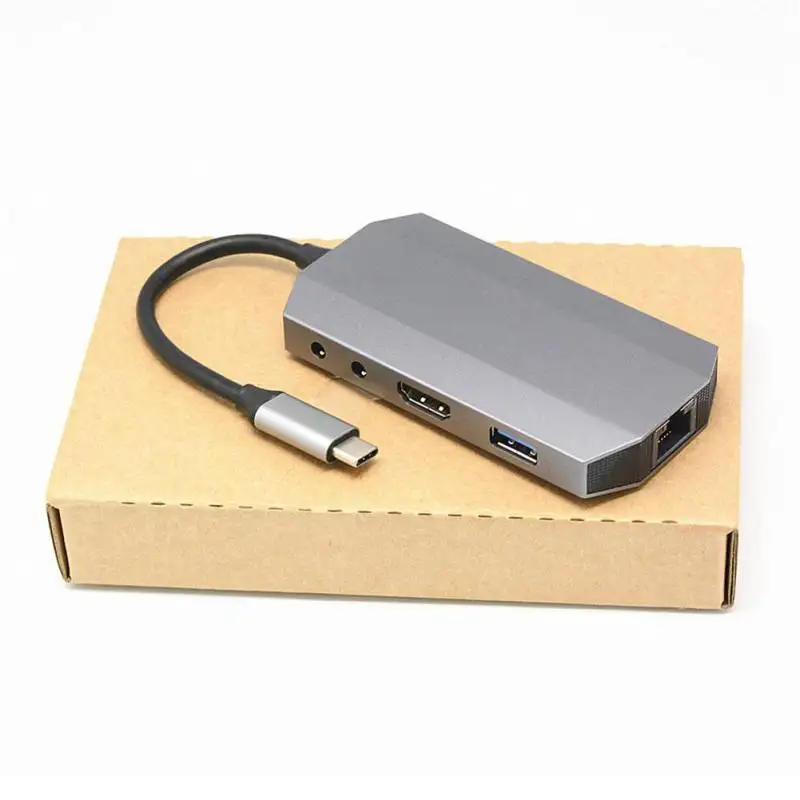 9in1 usb-концентратор Тип с разъемами типа C и HDMI 4K 2 Порты и разъёмы USB3.0 концентратор SD устройство для считывания с tf-карт RJ45 звуковая карта с интерфейсом USB 3,5 мм аудиоразъем USB-C зарядка PD 11