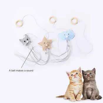 

Cat Toy Cute Shape Plush Funny Cat Stick Can Be Hung with Pull Tab Cute Shape Pet Toy Interactive Toys Felt Cloth