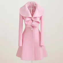 Шерстяное пальто для женщин осень зима наряд новые элегантные женские шерстяные тканевые пальто длинные плиссированные меховые пальто