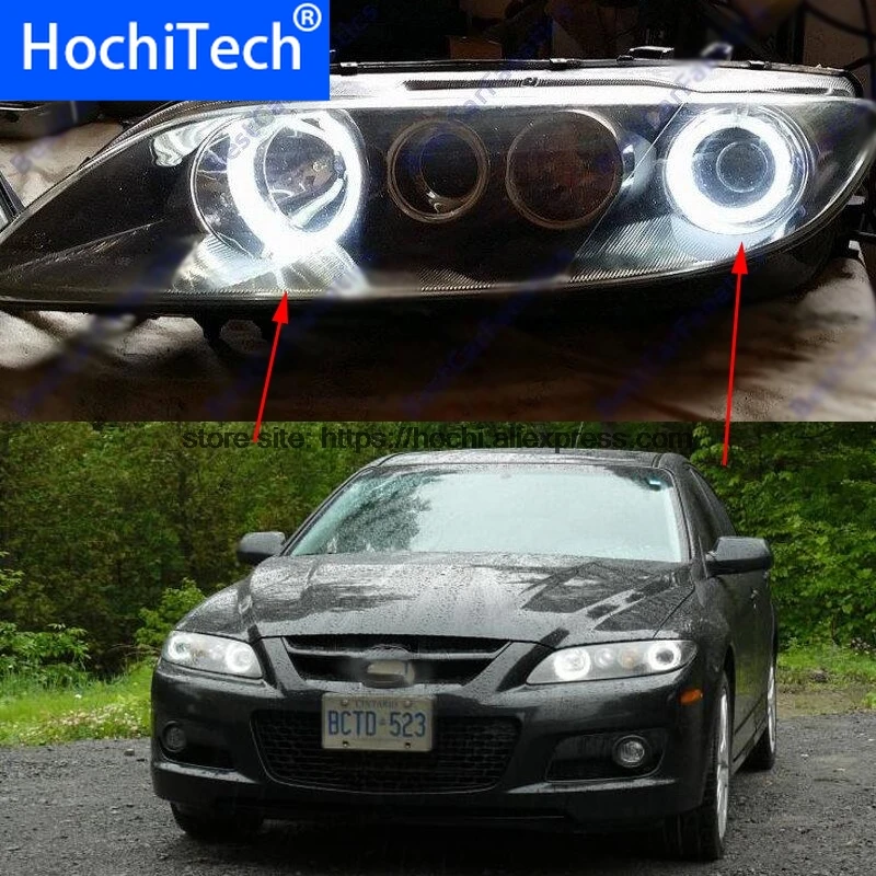 

HochiTech WHITE 6000K CCFL Headlight Halo Angel Demon Eyes Kit angel eyes light For Mazda6 Mazda 6 Mazdaspeed6 2002-2008