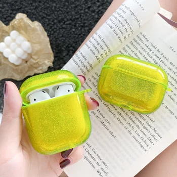 

for Airpods Pro Case Neon Candy Clear Fluor Jelly Liquid Fluorescence Glitter Quicksand Hard Cover for Air pods 2 Dynamic Cases