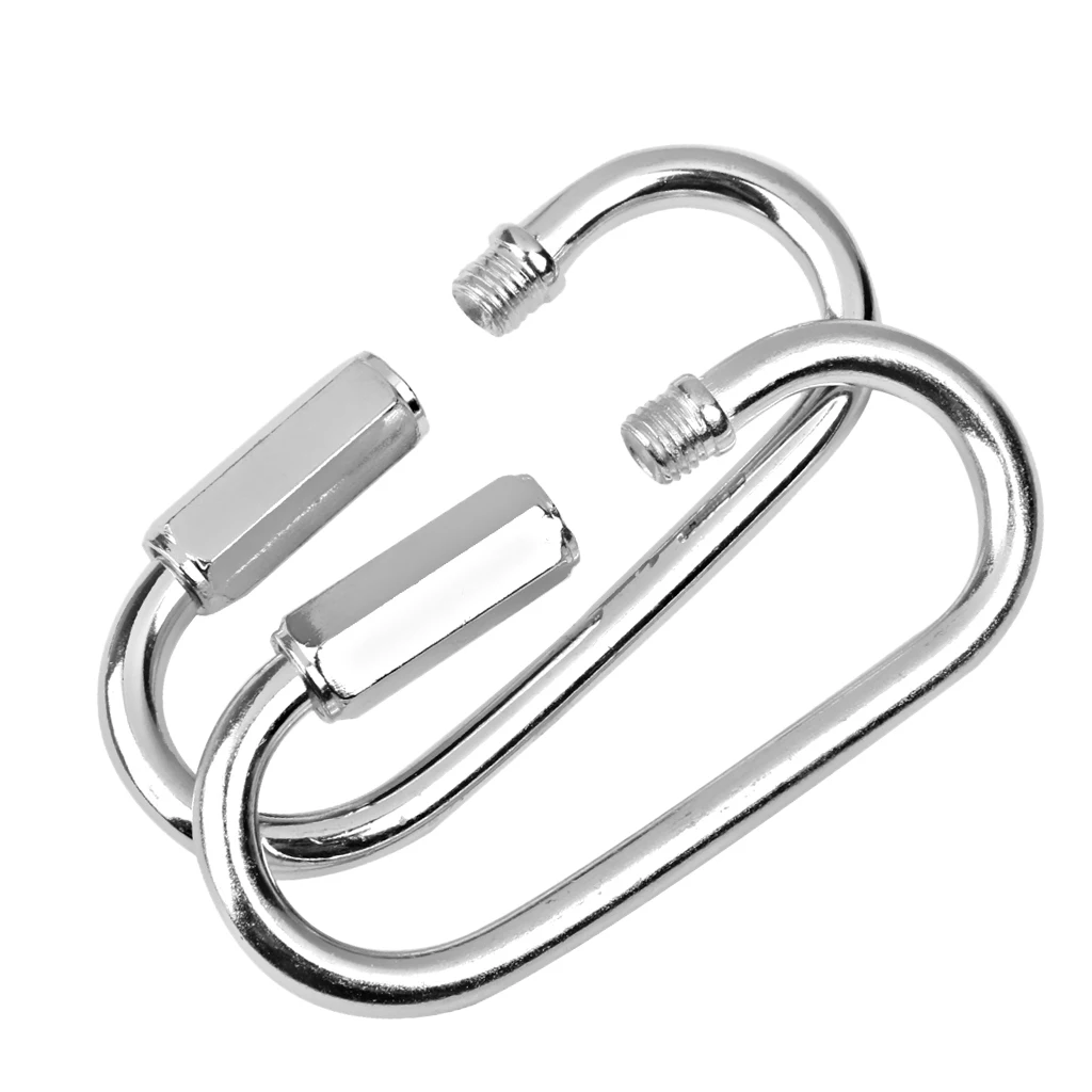 2 Pieces Durable Silver Iron Carabiner Pendant Carrier 400KG For Swing, Play Set, Chain Or Rope - 8 X 3.8cm