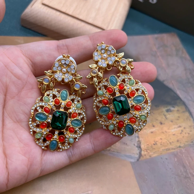 Ethnic Jewelry Statement Rhinestone Colorful Earrings Fashion Trendy Alloy Accessories