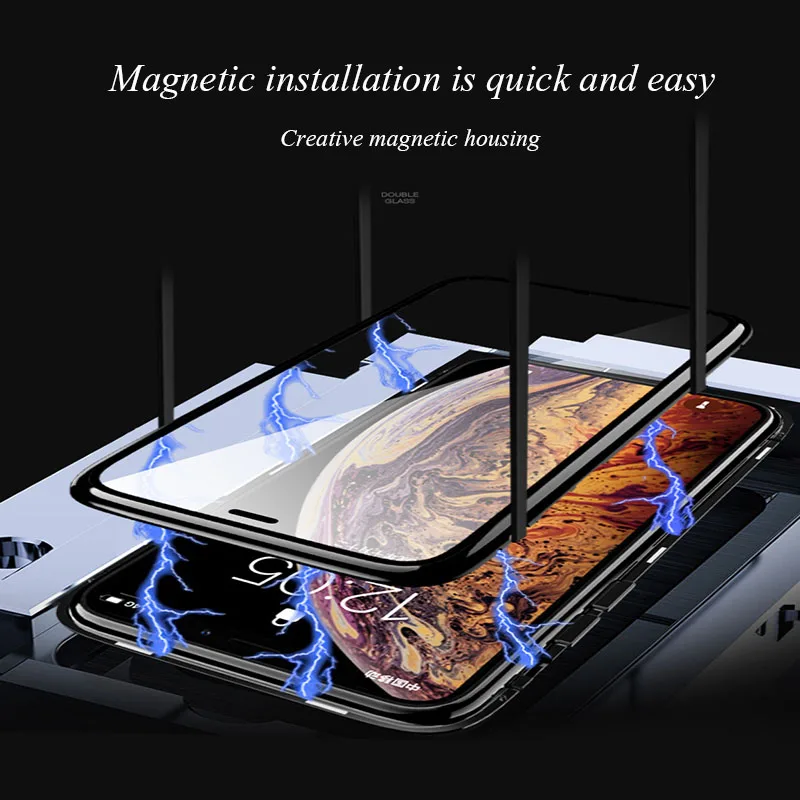 Подходит для iphone11 Двусторонняя Универсальная металлическая рамка чехол из закаленного стекла для телефона для iphone XR XS MAX 8 7 6 6Sp