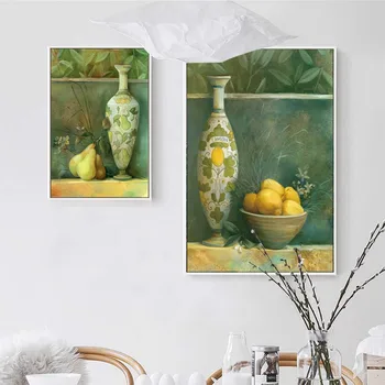 

Canvas Paintings Nordic Scandinavian Office Wall Art Poster Picture for Living Room Home Decor Vase adorn rich bottles Flowers