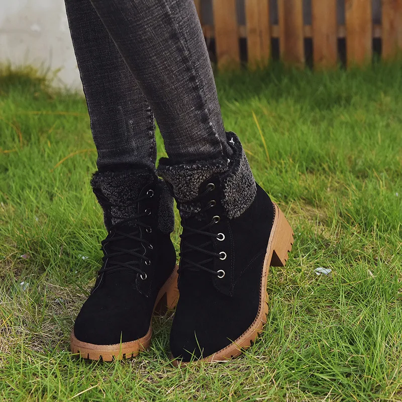Size 35-43 High Quality Faux Suede Winter Ankle Boots Thick Plush Keep Warm Snow Boots Woman Shoes Botas mujer Black Brown