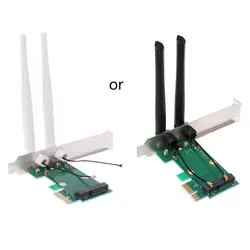 Carte réseau sans fil, adaptateur Mini PCI E Express vers PCI E, 2 antennes externes pour PC 