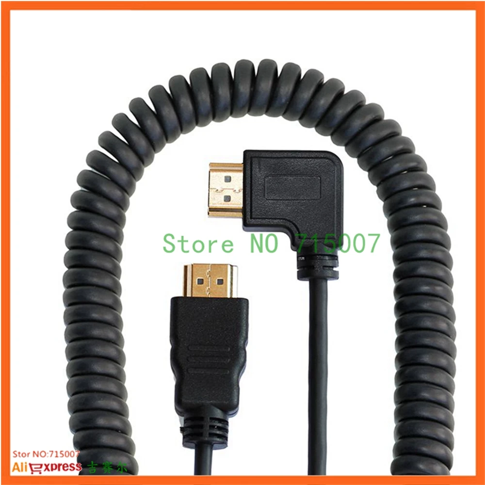 0,5 м/1,5 м HDMI к правый и левый Угол Mini HDMI и Micro HDMI кабель со штыревыми соединителями на обоих концах для подключения стрейч витая пружина гибкий кабель с ПВХ изоляцией V1.4 DSLR