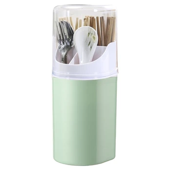 

Detachable Cutlery Rack Kitchen Chopstick Tube 4 Plastic Cutlery Rack with Cutlery Cover (Green)