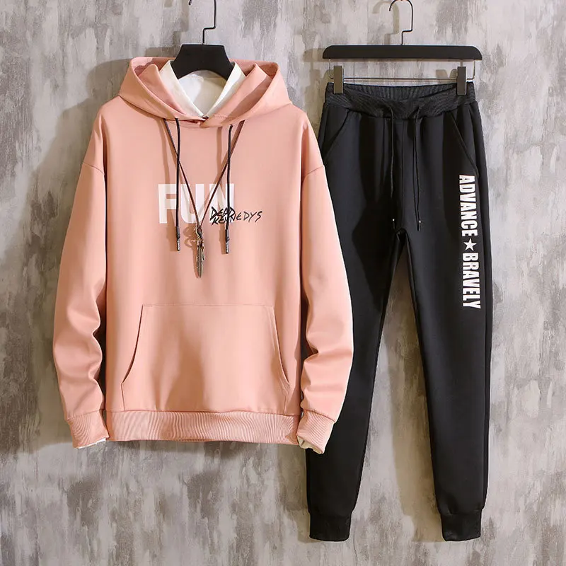 

Self Built Station 2020 New Style Hoodie Suit Sportswear Two-Piece Set Men Loose Casual Coat Hooded