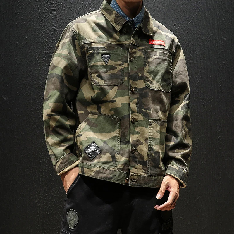

YASUGUOJI New 2019 autumn fashion camouflage denim jacket men plus size military army men jacket erkek mont jeans men jacket