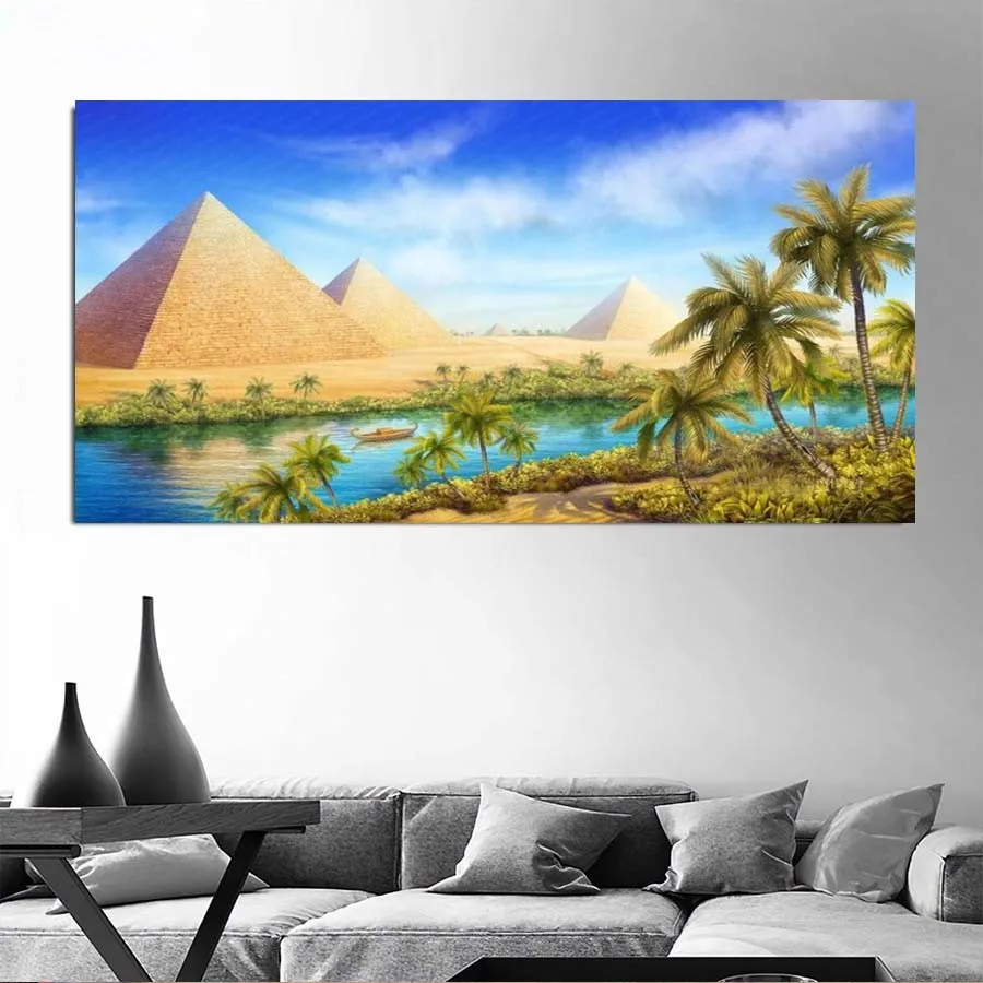 5d diy diamond painting Full square drill mosaic set Egypt pyramid landscape diamond Embroidery round rhinestone art home decor_副本