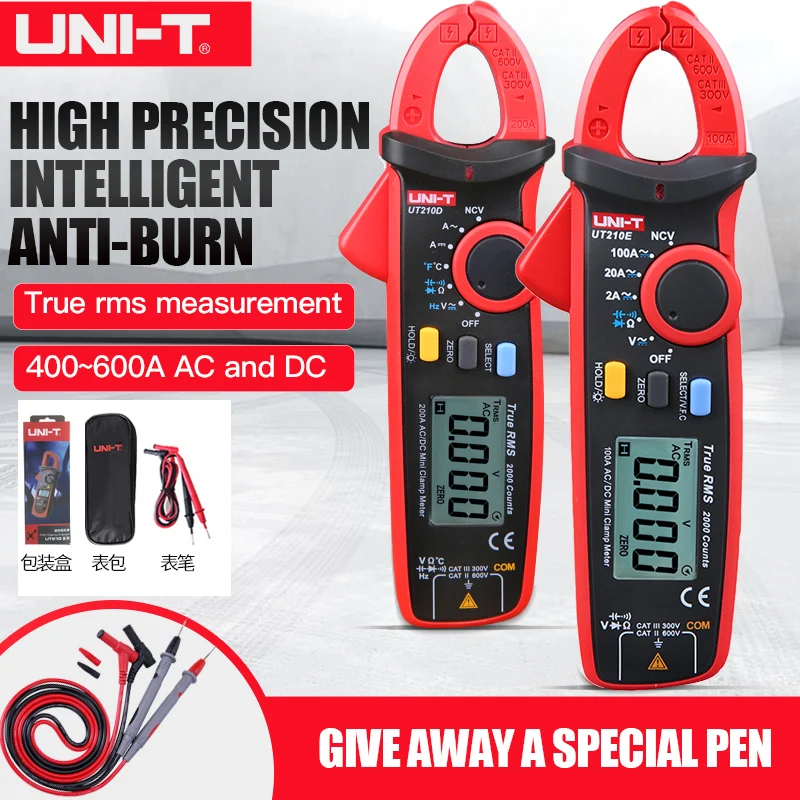 UNI T UT210E Mini font b Digital b font Clamp Meters AC DC Current Voltage Auto