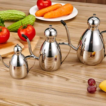 

Stainless Steel Oil Dispenser Dispensing Cruet Bottle Pot Flagon with Lid Cap Handle Salad Dressing Vinegar Olive Oil Dispenser