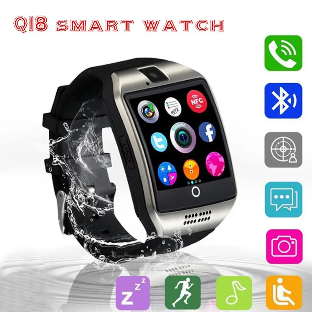 Q18 Bluetooth Смарт часы с камерой Twitter Facebook Whatsapp синхронизация спортивные умные
