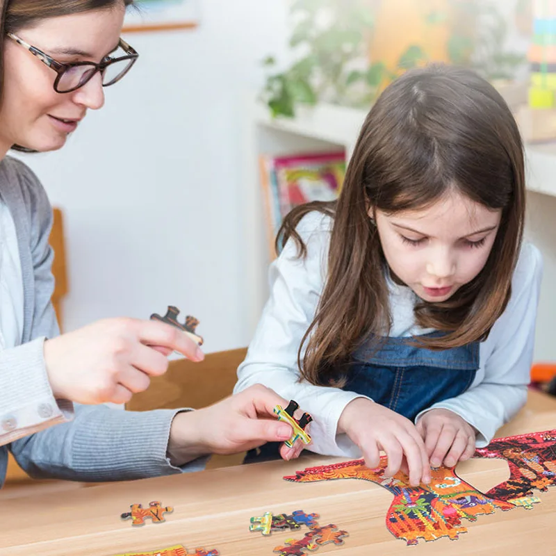 280 шт. мир динозавров Детские пазлы материалы montessori игрушка Монтессори Обучающие деревянные игрушки для детей детские головоломки oyuncak