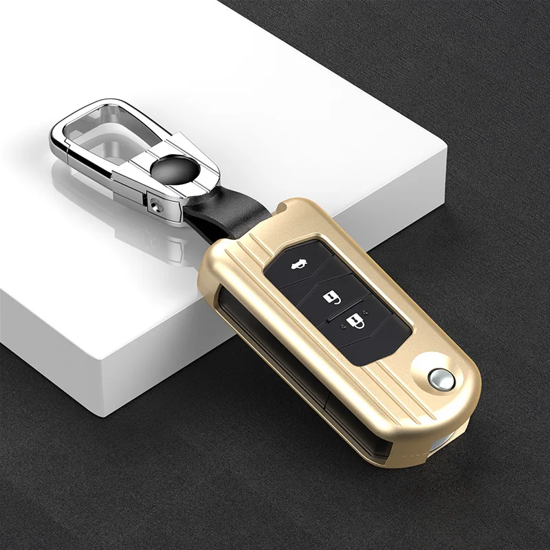 Для автомобилей из алюминиевого сплава держатель ключа чехол цепь для Mazda 2 3 5 M6 Atenza 2/3 кнопка складной/Флип ключ защиты - Название цвета: gold2