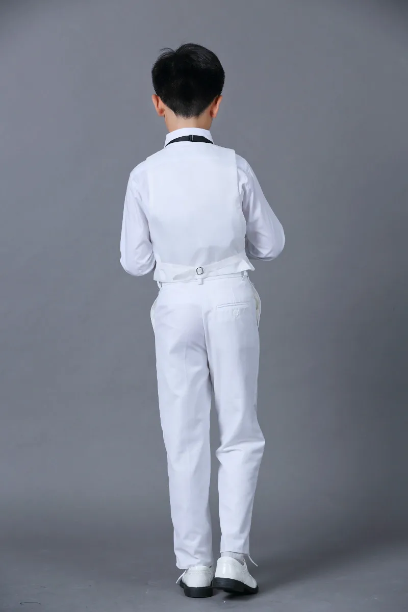 5 шт., Формальные Детские комплекты с белым платьем костюм для мальчиков с цветочным принтом, для свадебной вечеринки, для выступлений на фортепиано детский Блейзер, жилет, рубашка, брюки