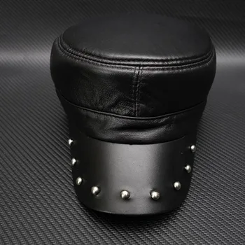 

Men's riveted leather military cap women's hat hat hat hat flat flat flat relaxed baseball cap adjustable Goro hat