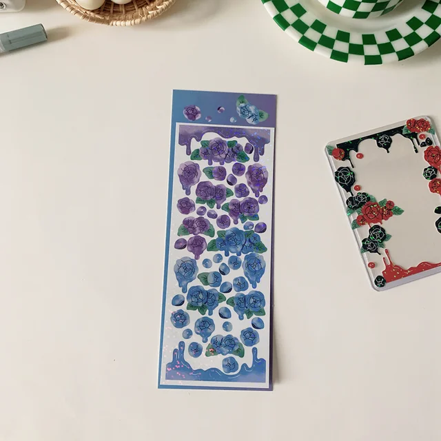 1Pc Ins Gradient Laser Rose Series Decoration Laser Stickers Scrapbooking Hand Account Cute Stationery Sticker School Suppliesr 1Pc A