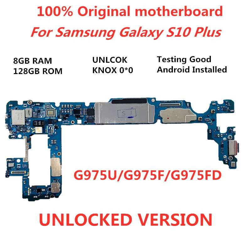 Оригинальная материнская плата Samsung Galaxy S10Puls разблокированная G975F G975U 128 ГБ Logiclogic