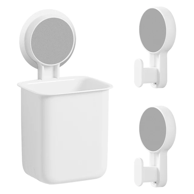 Bathroom Self Adhesive Shelf Toothbrush Rack Shower Caddy Soap Holder Wall Mounted Waterproof NO-Drilling Organizer Shelves 1 Shelf and 2 Hooks
