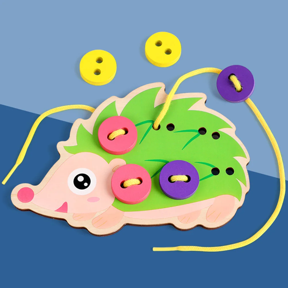 Child Cartoon Hedgedog Dress Manual Threading Sewing Button Board Games Toys Hand Eye Coordination Montessori Educational Toys 2 Child Cartoon Hedgedog Dress Manual Threading Sewing Button Board Games Toys Hand Eye Coordination Montessori Educational Toys 2
