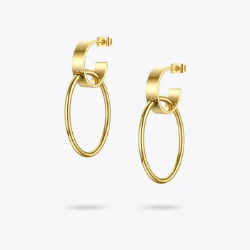 

ENFASHION C Shape Circle Drop Earrings For Women Gold Color Stainless Steel Earings 2020 Fashion Jewelry Holiday Kolczyki E1178