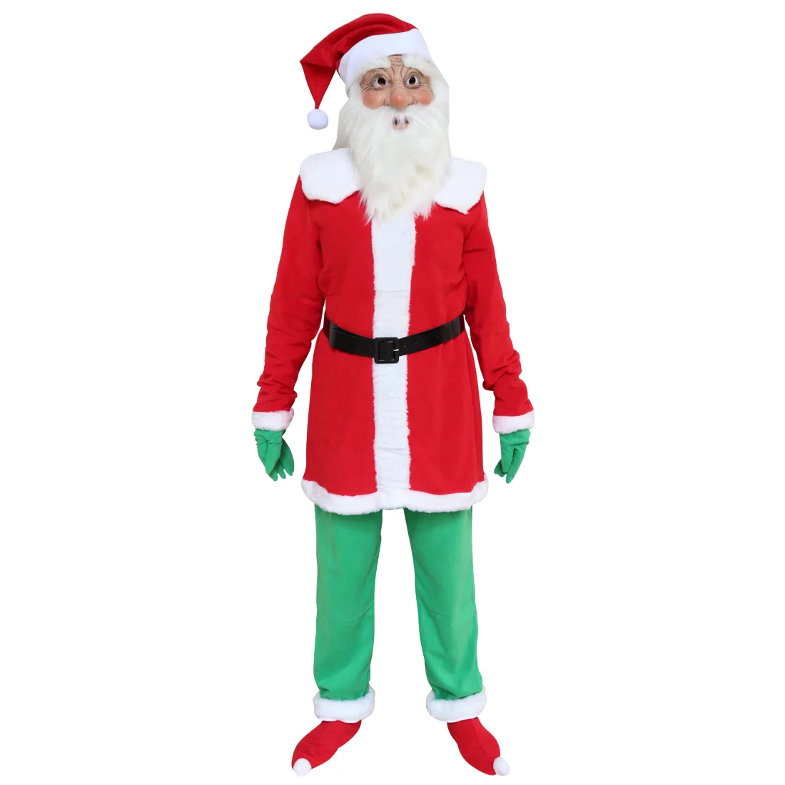 Christmas Santa Claus Mask Full Face Covered Party Mask Christmas Costume Cosplay Santa Claus Clothes Dress 5