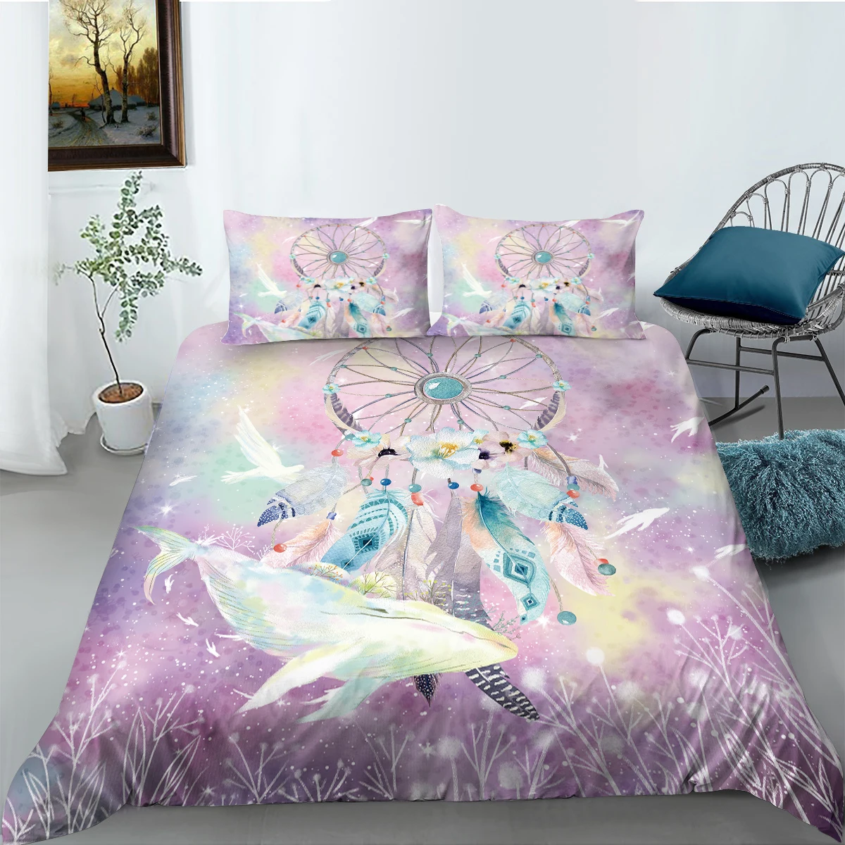 

Hot Style Children Bedding Set 3d Digital Dreamcatcher Printing 2/3pcs Duvet Cover Set Kids Single Twin Double Full Queen King