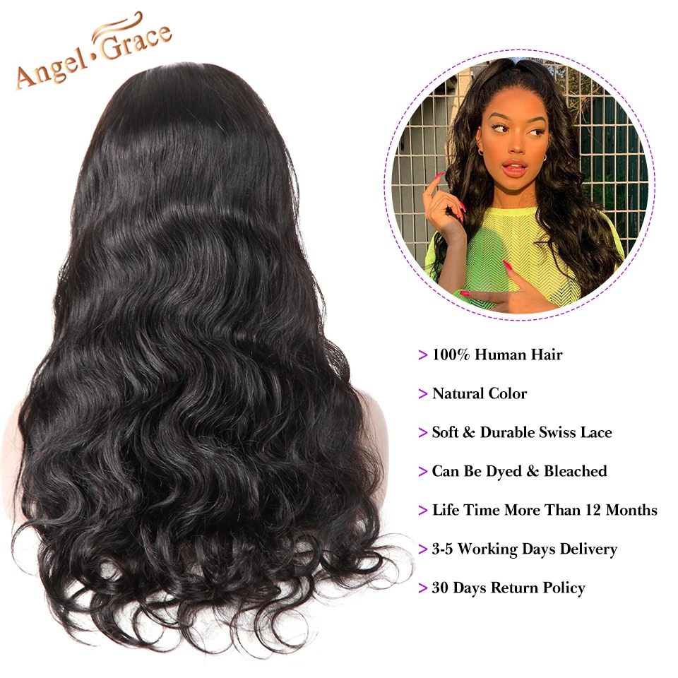 Ангел Грация бразильские тело волна Синтетические волосы на кружеве волосы парик 13X4/13x6 Remy человеческие волосы парики для женщин предварительно выщипанные волосы с детскими волосами