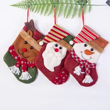 Christmas Xmas Tree Hanging Party Tree Decor Santa Sock Gift Candy Bags Lovely Gift Bag For Children Fireplace Tree