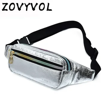 

ZOVYVOL Laser Chest Bag Waist Bags Women Pink Silver FannyPack female banana Belt Bag Wallet Bag Leg Holographic Waist Packs