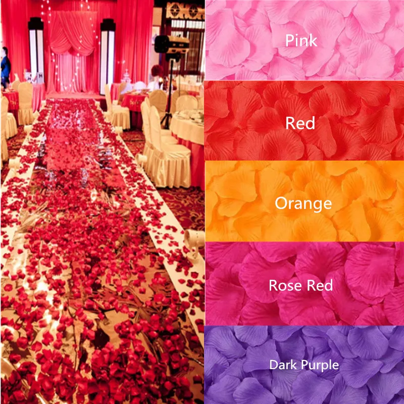 Various Colors Silk Rose Flower Petals Leaves Wedding Party Table Confetti Decor 