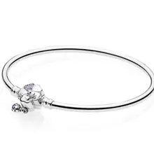 Подлинный 925 пробы Серебряный дикий цветок луг Цветочный застежка Гладкий ПАН браслет подходит для женщин бисера Шарм Diy ювелирных изделий