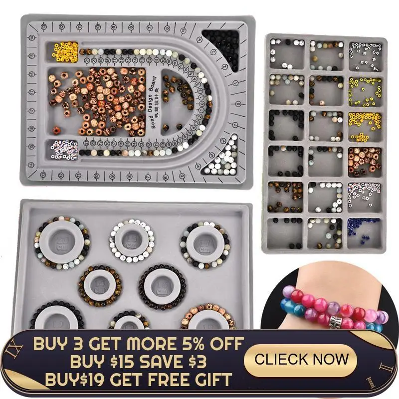 

3pcs Flocked Bead Board Beaded Jewelry Making Measuring Tool DIY Bracelet Necklace Accessories Finding Organizer Tray Craft Tool