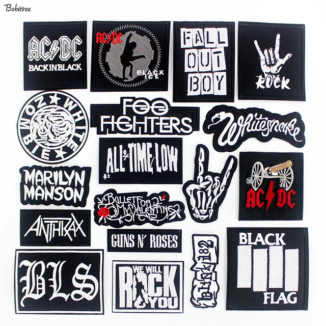 Rock Band Music Patches Badges Stripes on Clothes Jackets Ironing DIY  Applique Sewing Supplies Punk Red Stickers