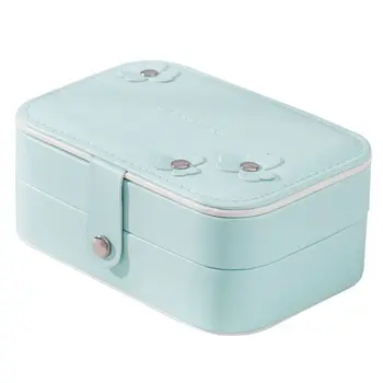 

Portable Women Jewelry Box Storage Organizer Girls Travel 2-Layer Rectangle Earrings Ring Necklace Carrying Case Gift Boxes