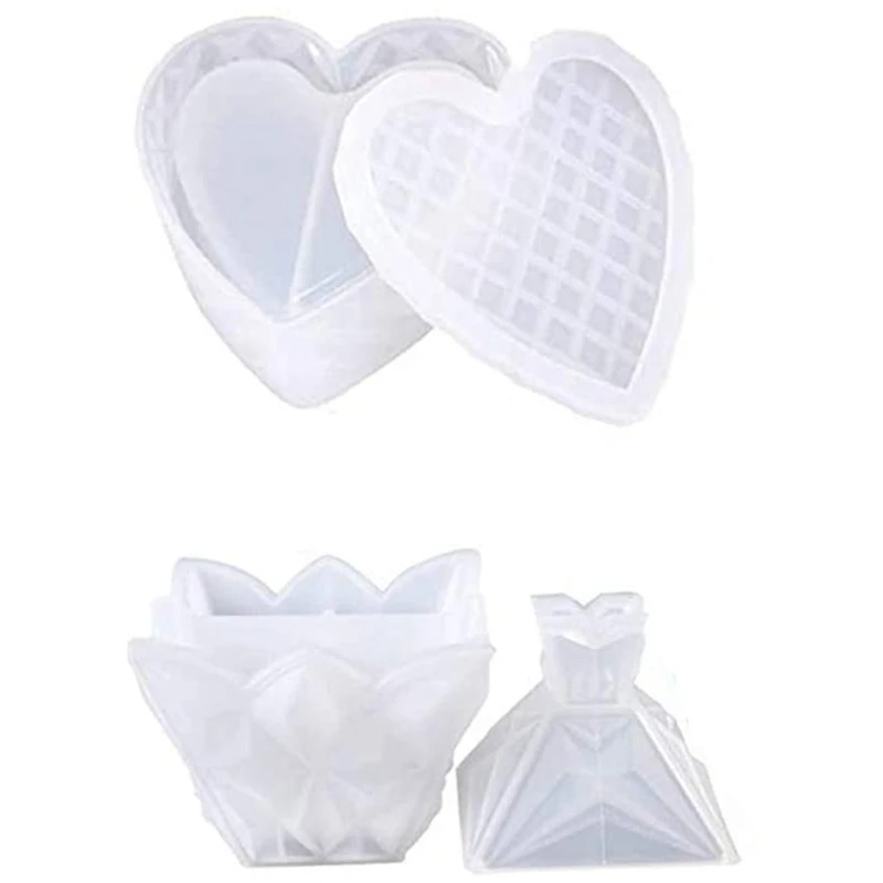 Box Resin Molds, Jewelry Silicone Box Molds With Heart Shape Resin