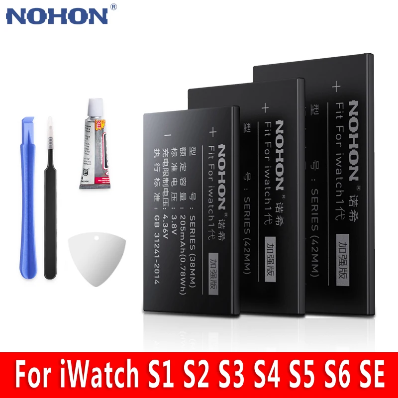 Аккумулятор NOHON A2059 A1850 A1847 A1875 A1761 A1758 для Apple Watch Series SE 6 5 4 3 2 1 42 мм 44 S6 S5 S4 S3 S2 S1 Bateria |